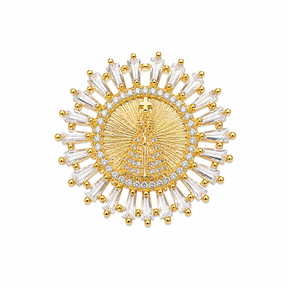 Pingente Nossa Senhora Cravejada Navete Ouro 18k