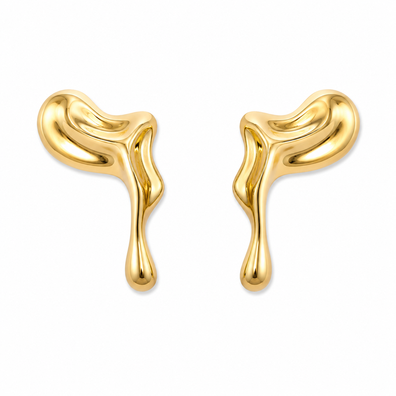 Brinco Orgânico Gota Ouro 18k