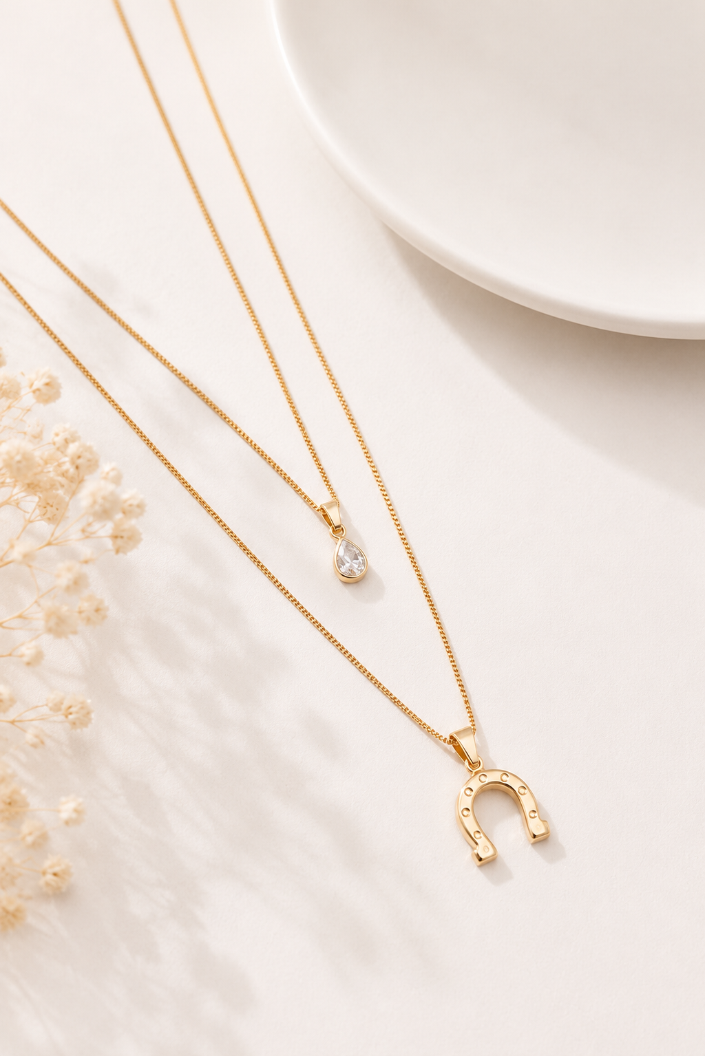 Colar Duplo Veneziana Ferradura Ouro 18k