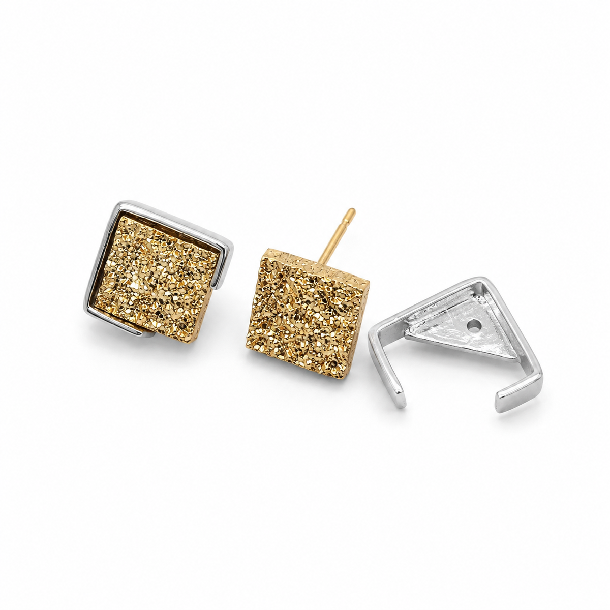 Brinco Losango Duo Mix de Banho Ouro 18k