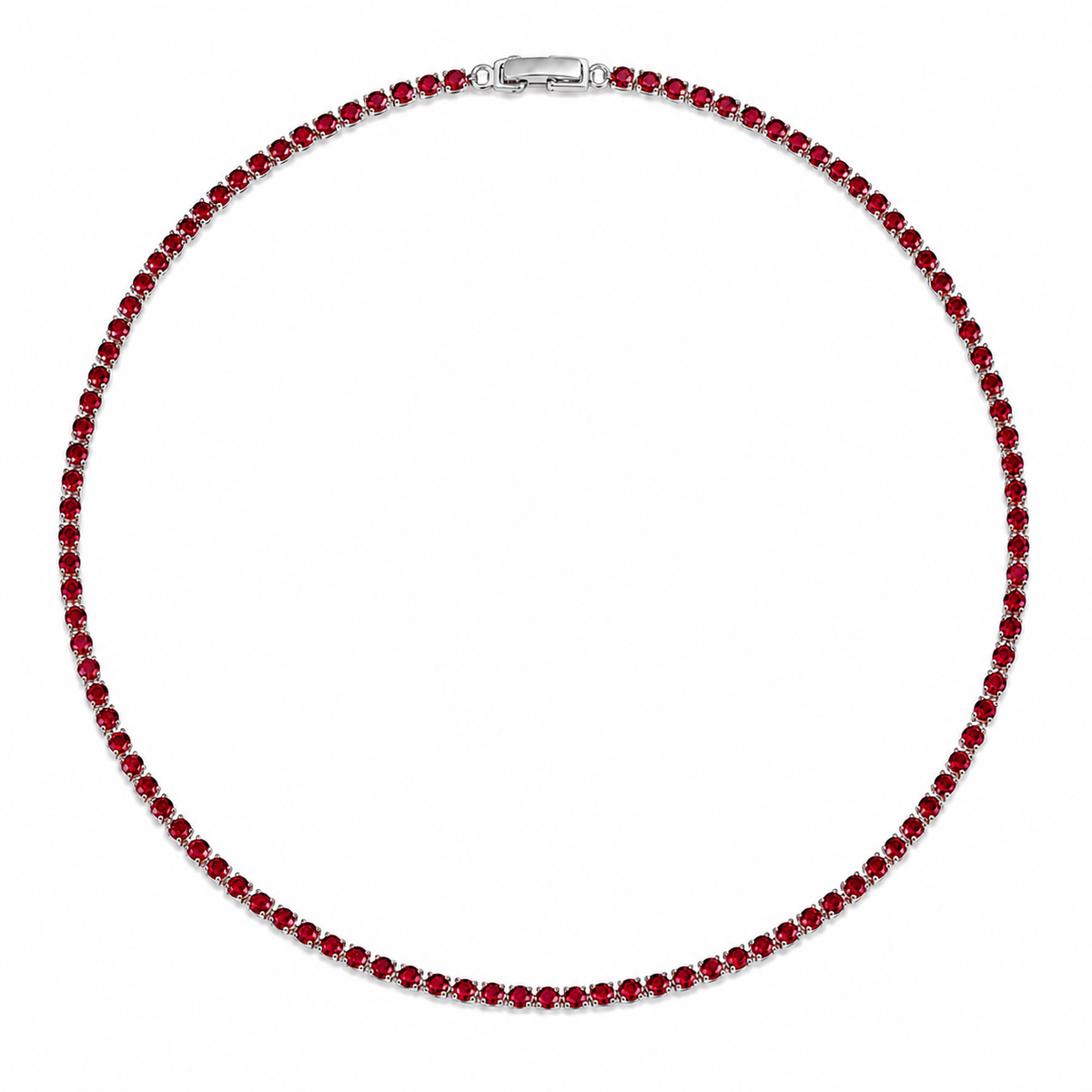 Colar Riviera Rubi 2mm Ródio Branco