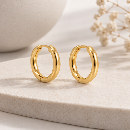 Brinco Argola Lisa Click Média Ouro 18k