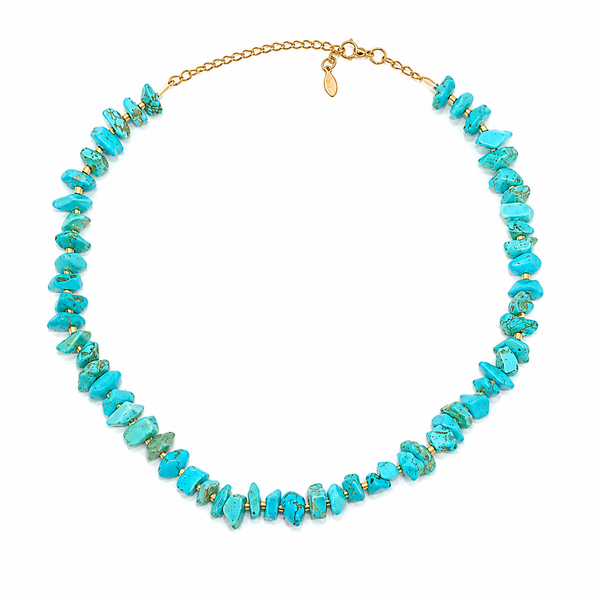 Choker Cascalho Natural Amazonita Ouro 18k