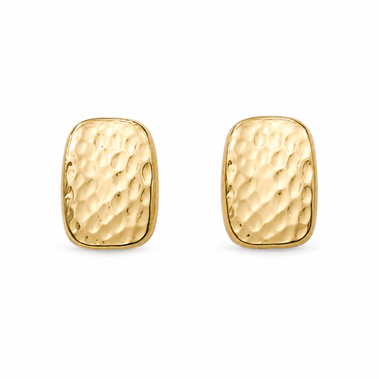 Brinco Retangular Martelado MontClair Ouro 18k