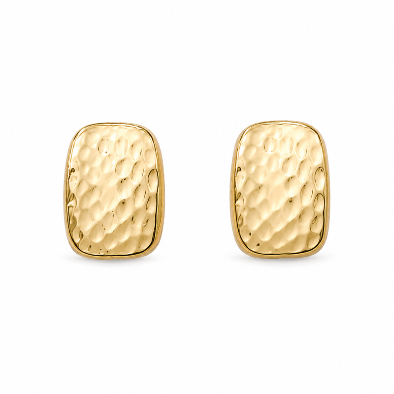 Brinco Retangular Martelado MontClair Ouro 18k