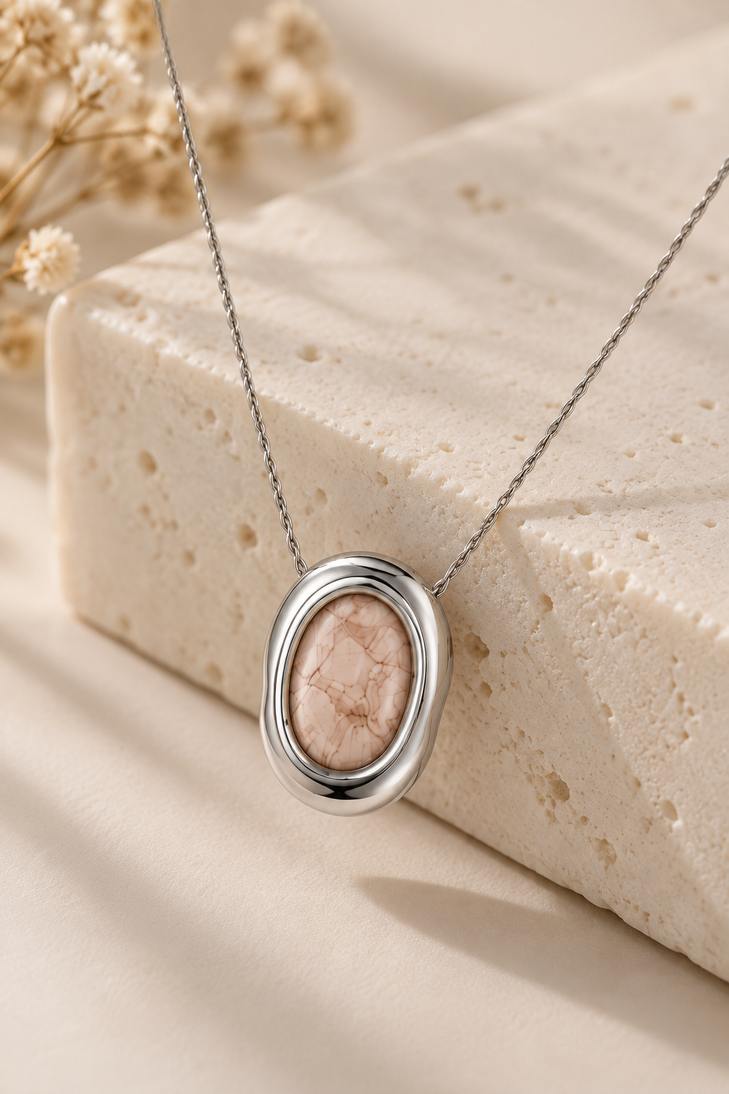 Colar Orgânico com Cordão Baiano Ródio Branco