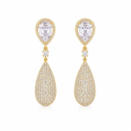 Brinco Festa Luxo Gota Ouro 18k