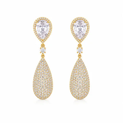 Brinco Festa Luxo Gota Ouro 18k