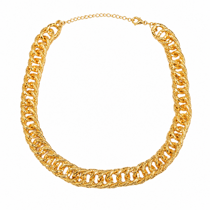 Choker Elo Duplo Trabalhadp Ouro 18k