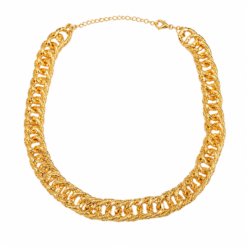 Choker Elo Duplo Trabalhadp Ouro 18k