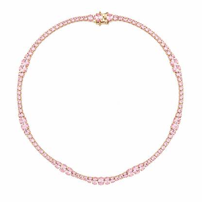 Colar Riviera Royale Quartzo Rosa Ouro 18k