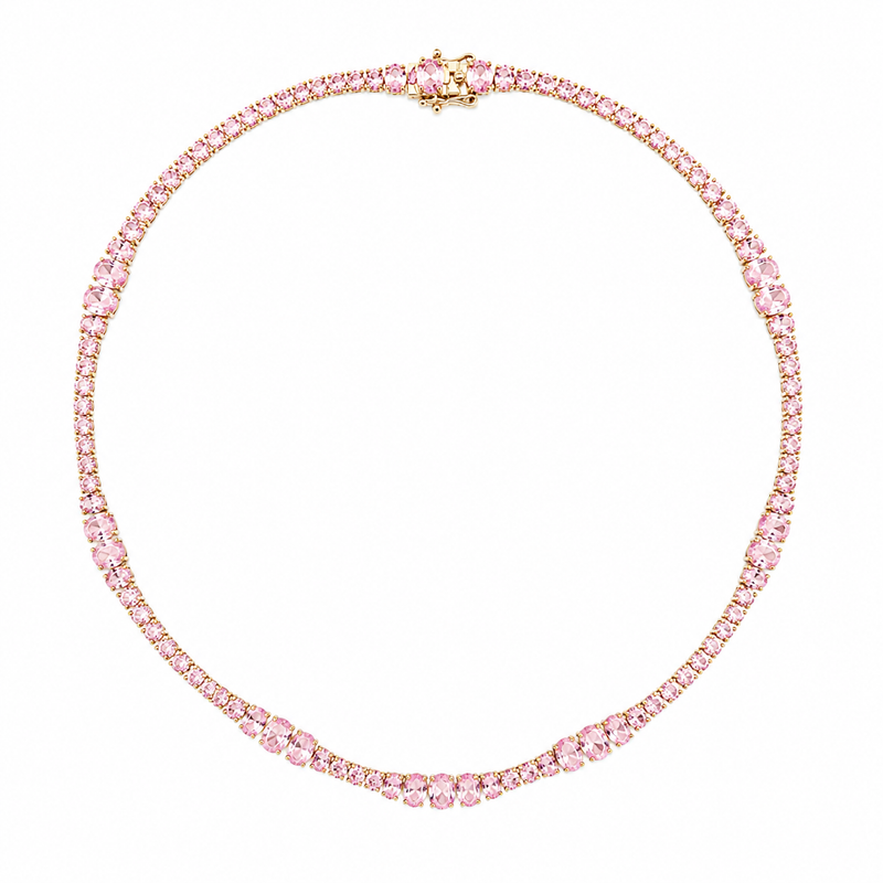 Colar Riviera Royale Quartzo Rosa Ouro 18k