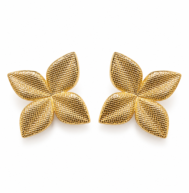 Brinco Orquídea Trabalhada Ouro 18k