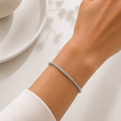 Pulseira Fio Alemão 4mm Ródio Branco