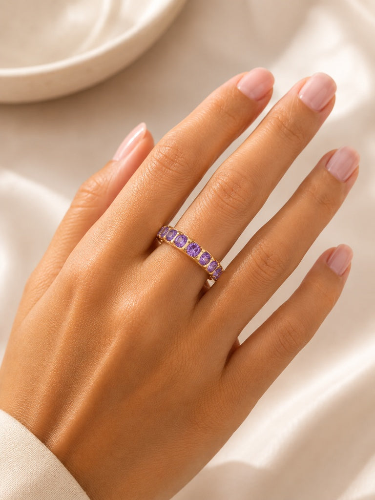 Anel Rainbow Ametista Ouro 18k