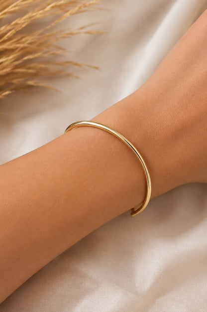 Bracelete Liso 3mm Arredondado Ouro 18k
