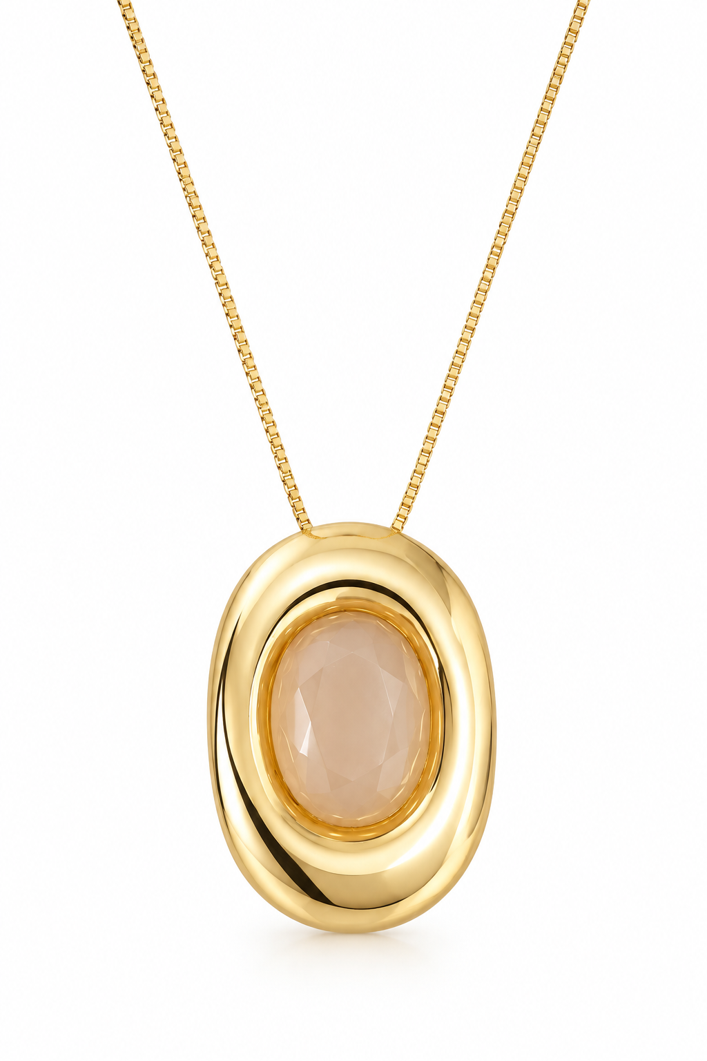Scarlat SKU 15350 foto 1 | Colar Oval com Pedra Natural Ouro 18k