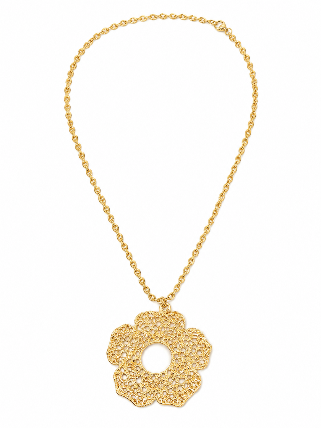 Colar Flor Elo Trançado Ouro 18k