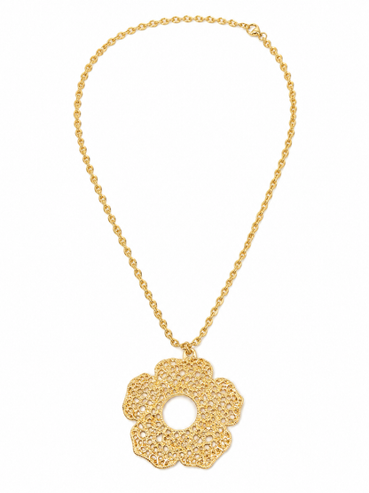 Colar Flor Elo Trançado Ouro 18k