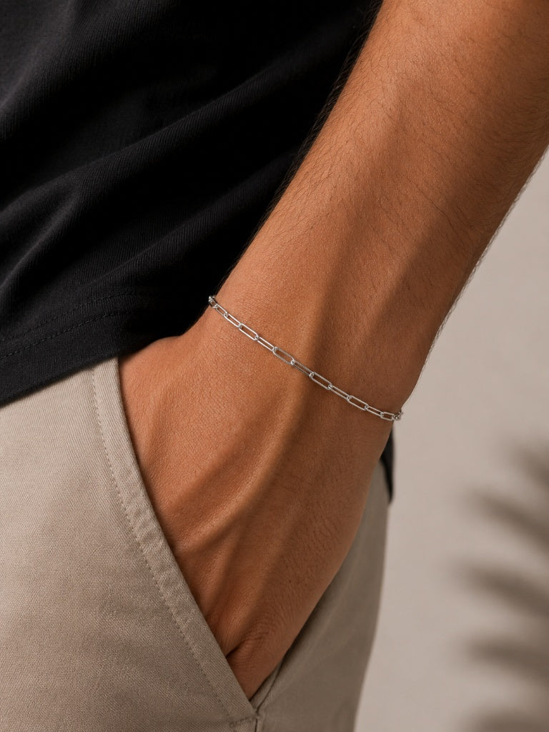 Pulseira Masculina Cartier Alongado Prata 925