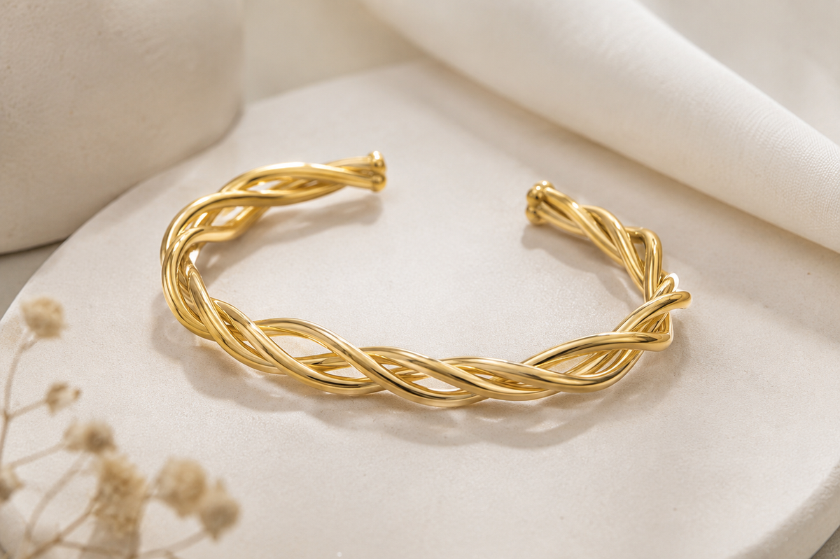 Bracelete Triplo Trançado Ouro 18k