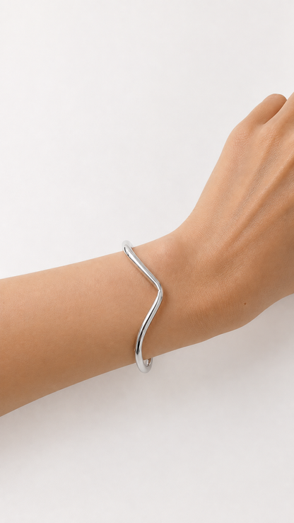 Bracelete Bico “V”Ródio Branco