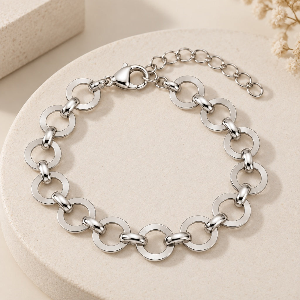 Pulseira Elo Redondo Ródio Branco