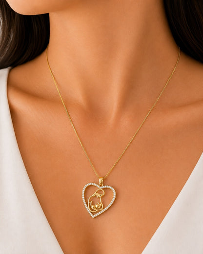 Colar Coração Mãe e Filho Ouro 18k
