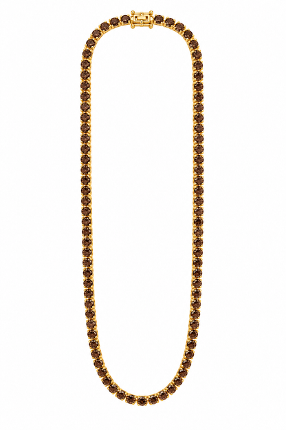 Colar Riviera Três Pontas Chocolate Ouro 18k