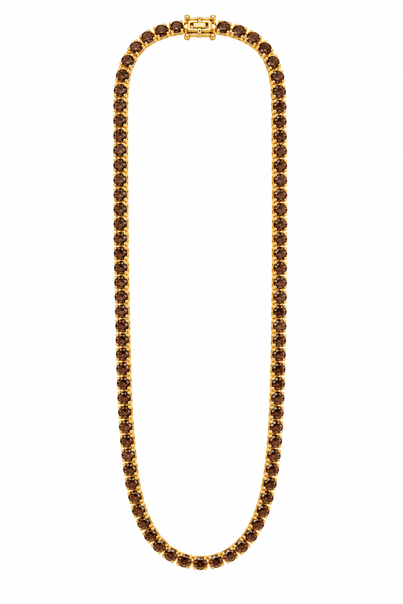 Colar Riviera Três Pontas Chocolate Ouro 18k