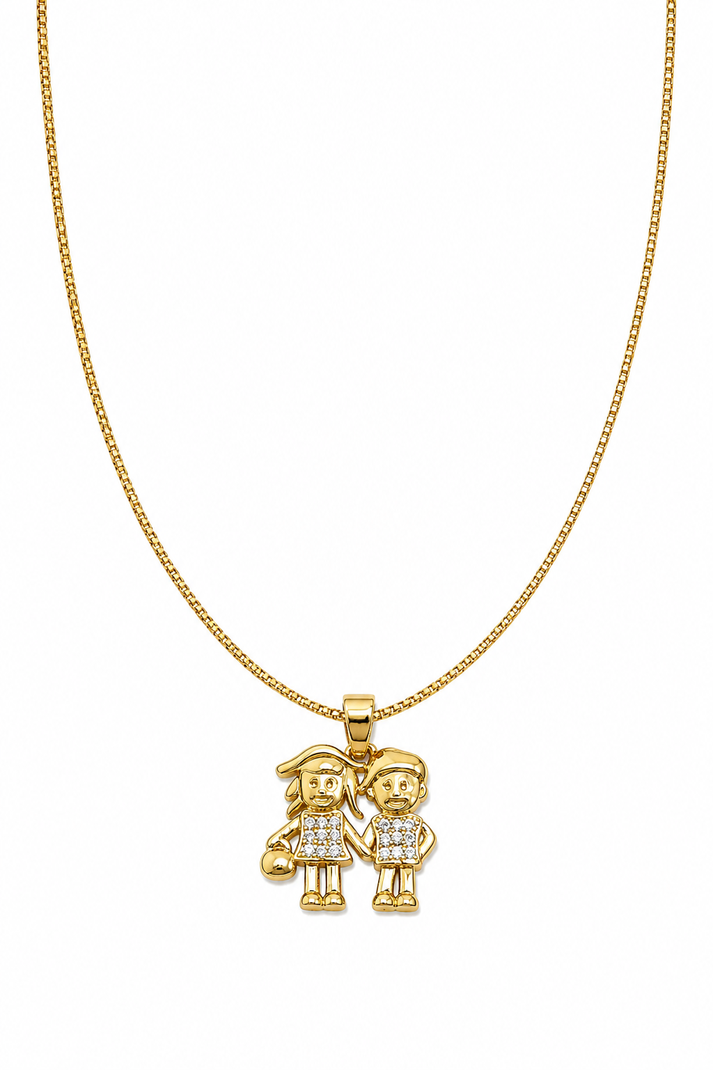 Colar Casal Cravejado Cristal Ouro 18k