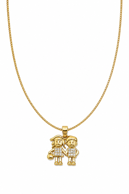 Colar Casal Cravejado Cristal Ouro 18k