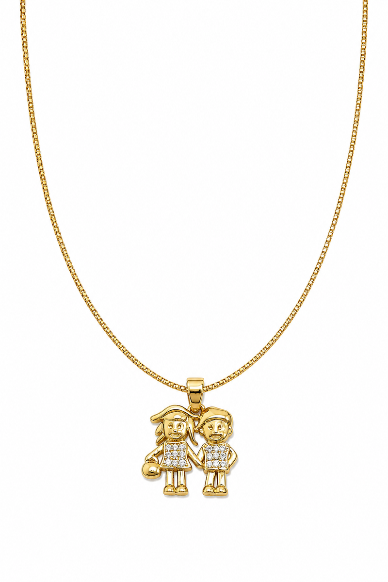 Colar Casal Cravejado Cristal Ouro 18k