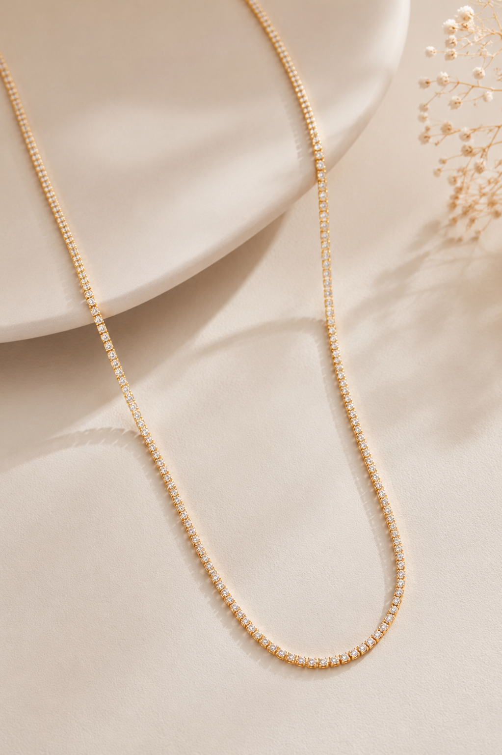 Colar Riviera Cristal Ouro 18k