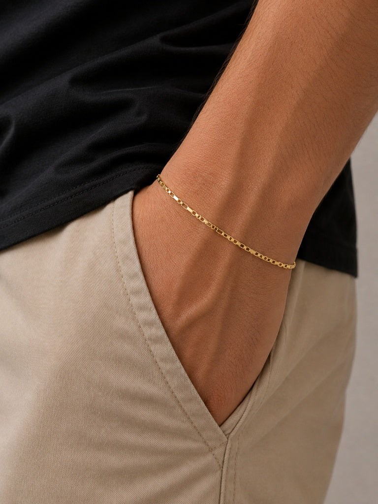 Pulseira Masculina Mini Cartier + Veneziana Ouro 18k