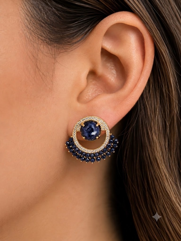 Brinco Luna Blue Ouro 18k