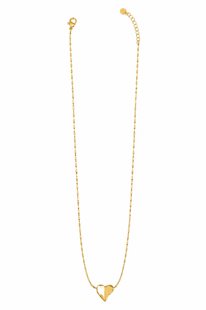 Colar Elo Diamantado com Pingente de Coração Liso MontClair Ouro 18k
