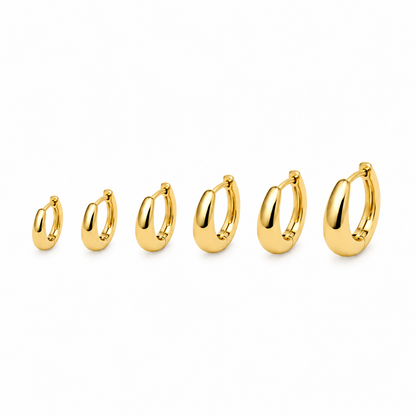 Brinco Trio Click Redondo Liso Ouro 18k