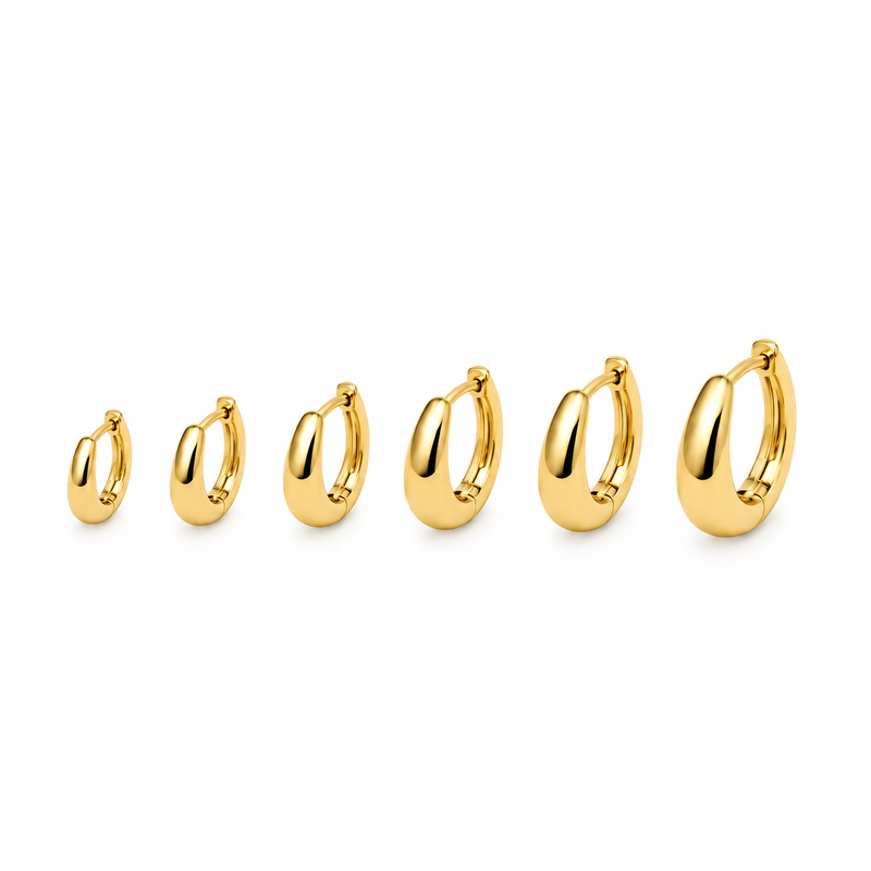 Brinco Trio Click Redondo Liso Ouro 18k