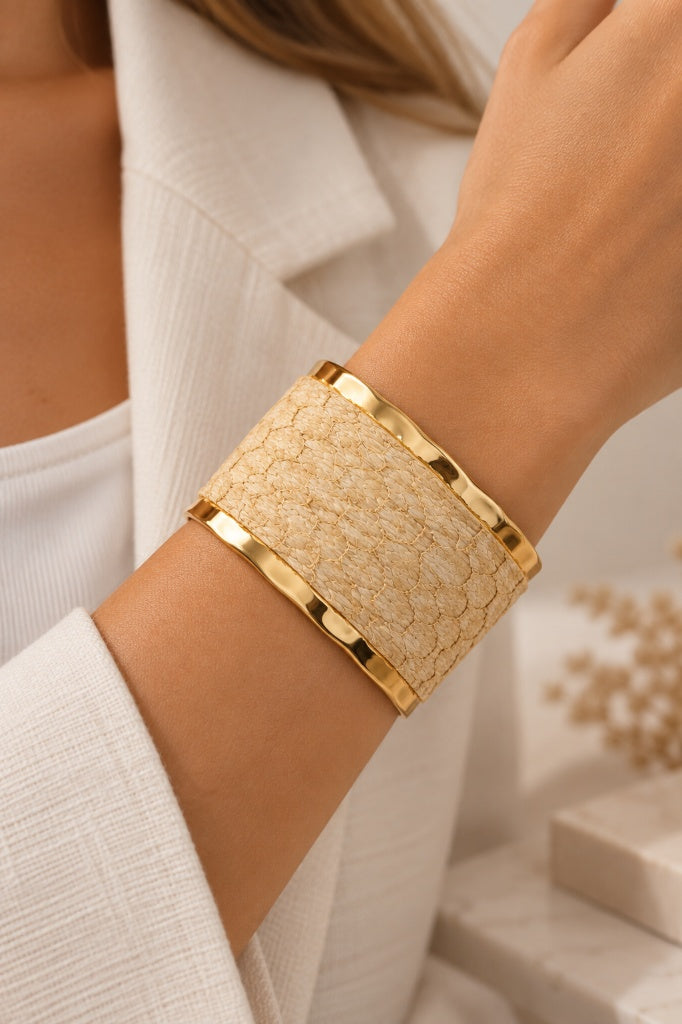 Scarlat SKU 15255 foto 3 | Bracelete Couro de Tilápia Ouro 18k