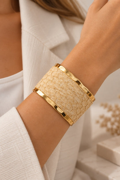 Scarlat SKU 15255 foto 3 | Bracelete Couro de Tilápia Ouro 18k