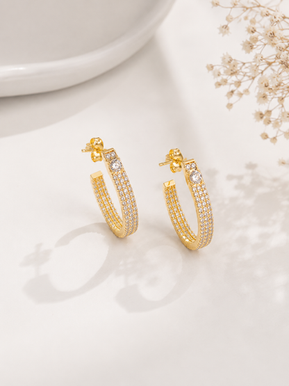 Brinco Argola Cravejada Ouro 18k