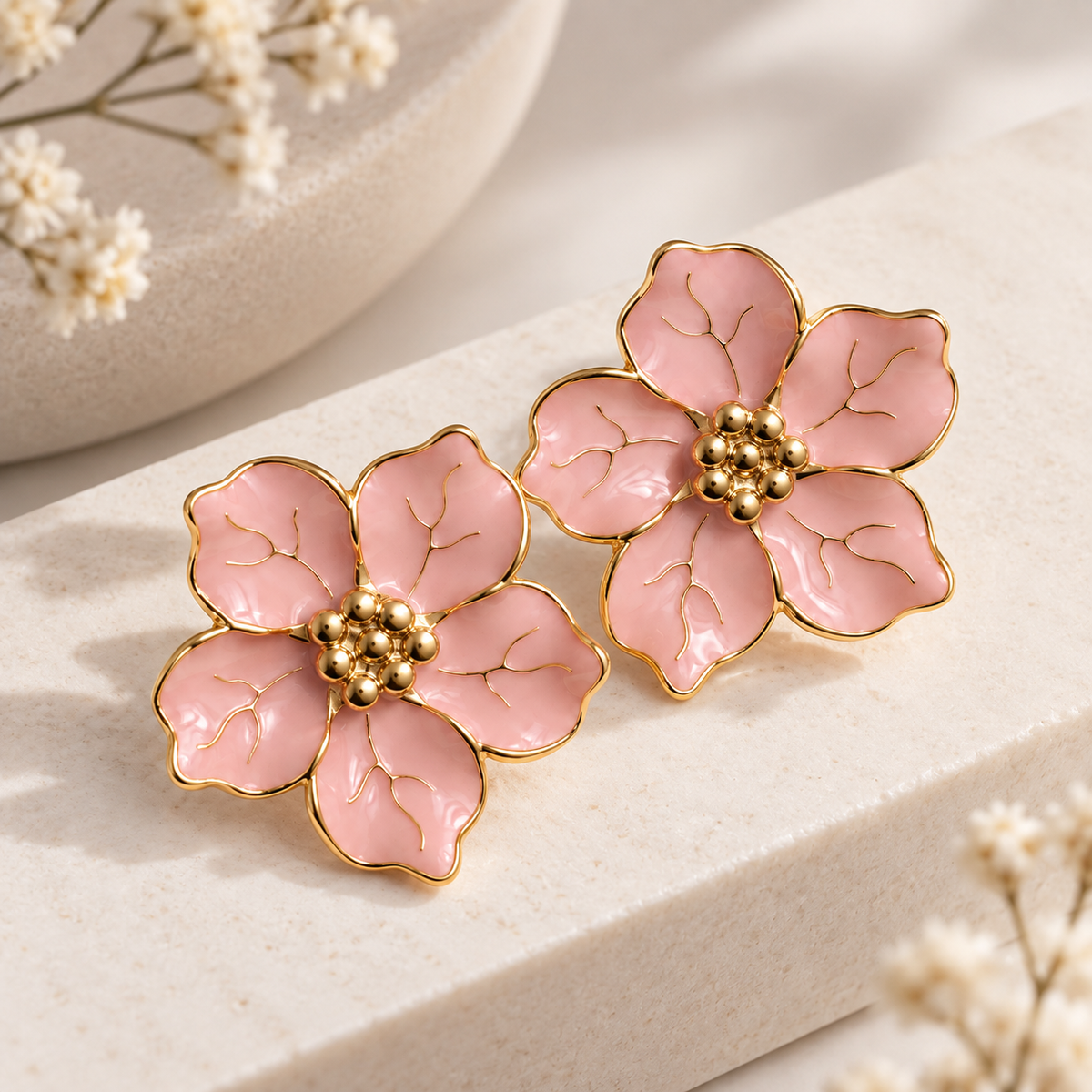 Scarlat SKU 15345 foto 2 | Brinco Flor Serena Ouro 18k
