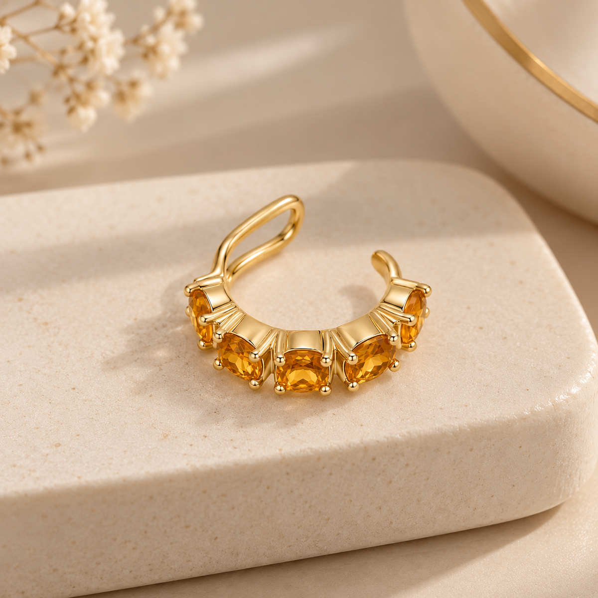 Piercing Fake em Zircônia Aperol Ouro 18k