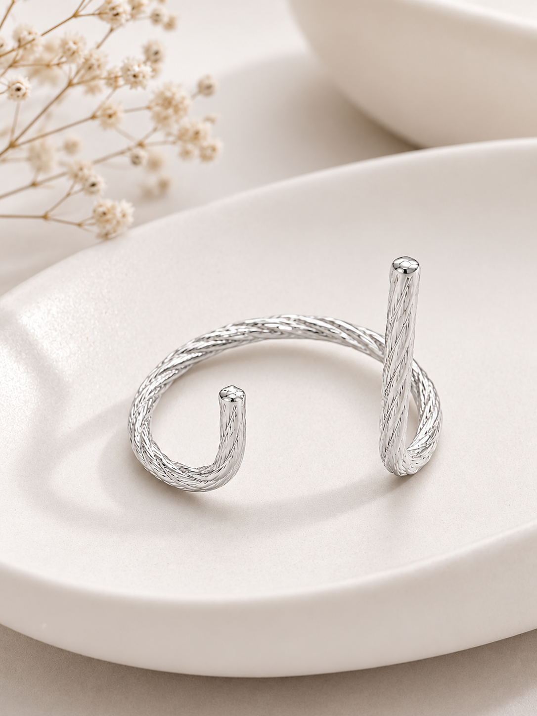 Bracelete Double Trabalhado Ródio Branco