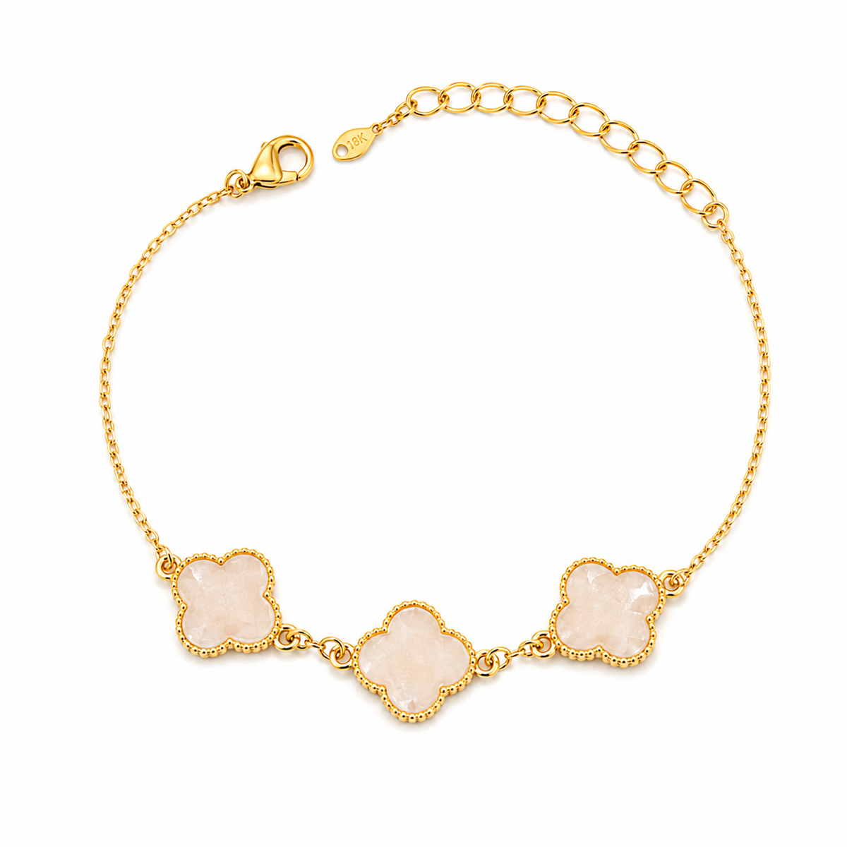 Pulsera Trevo Puffer Perolado Ouro 18k