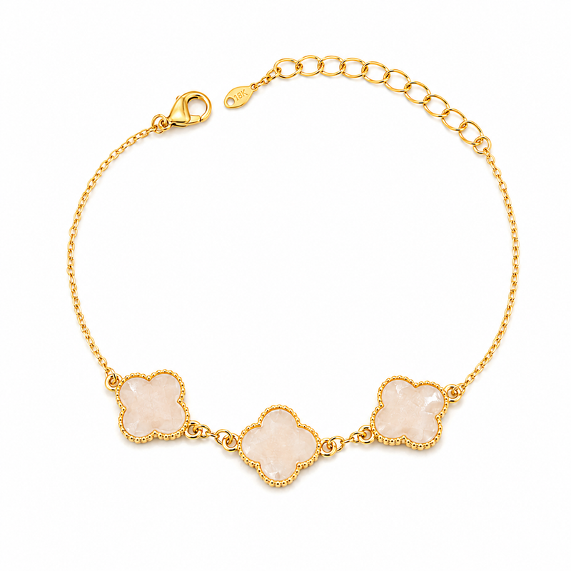Pulsera Trevo Puffer Perolado Ouro 18k