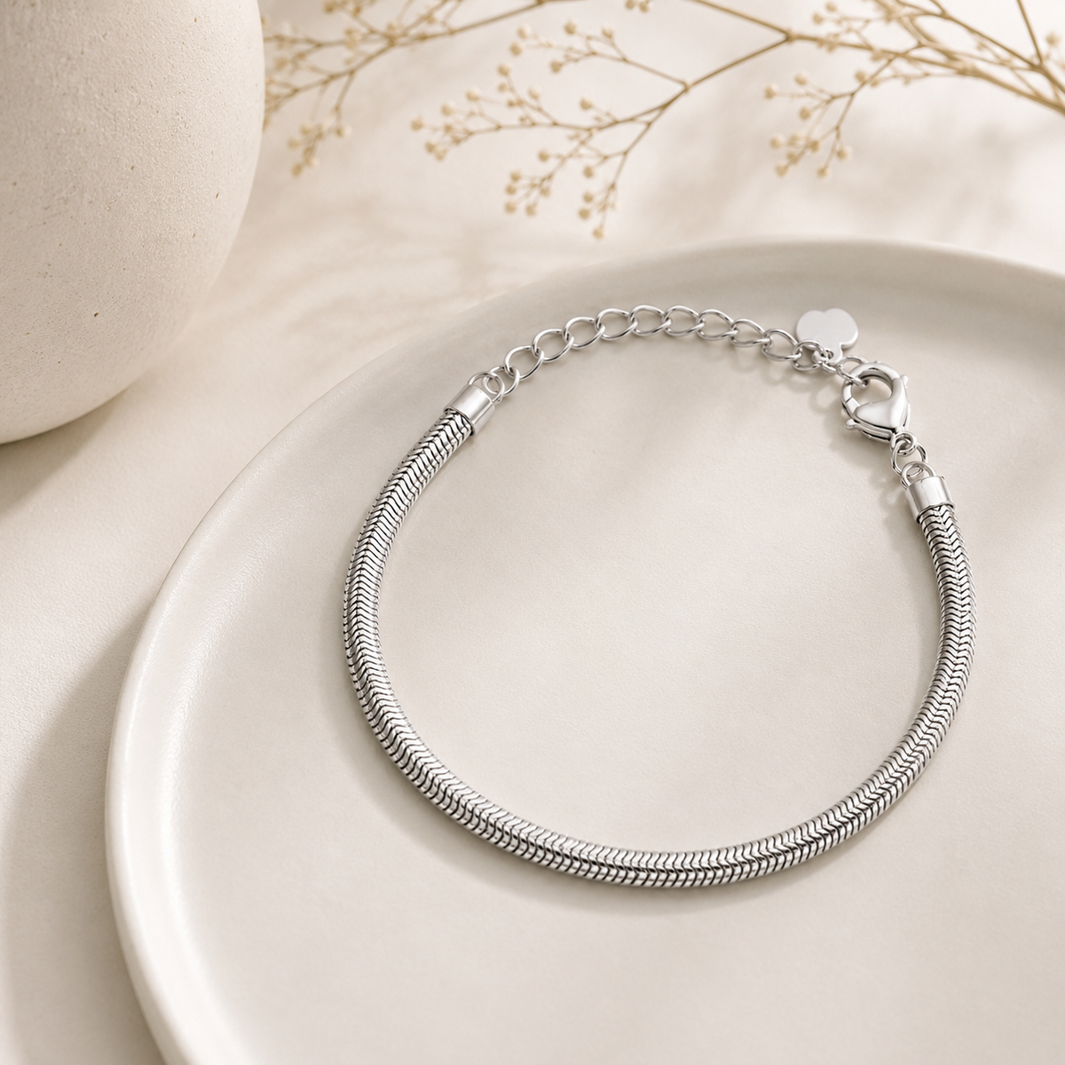Pulseira Fio Alemão 4mm Ródio Branco