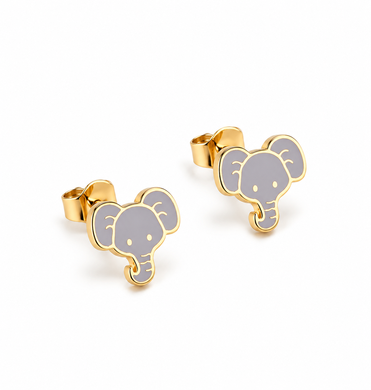 Brinco Elefante Esmaltado Infantil Ouro 18k
