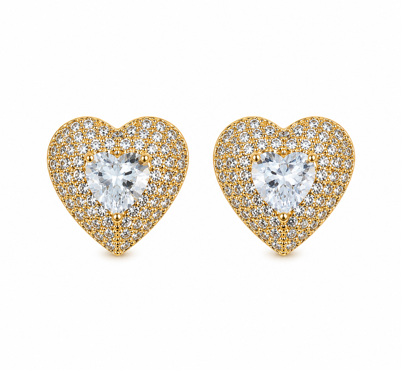 Brinco Golden Queen Cristal Ouro 18k